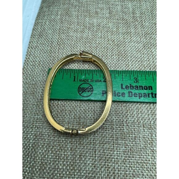 Vintage Swan Swarovski Crystal Rhinestone Hinged Bangle Bracelet Signed READ - Picture 8 of 9